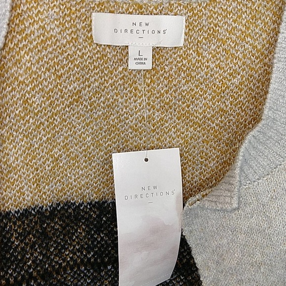 New Direction Silver Heather Chevron Cardigan Mom Sweater - Picture 10 of 11